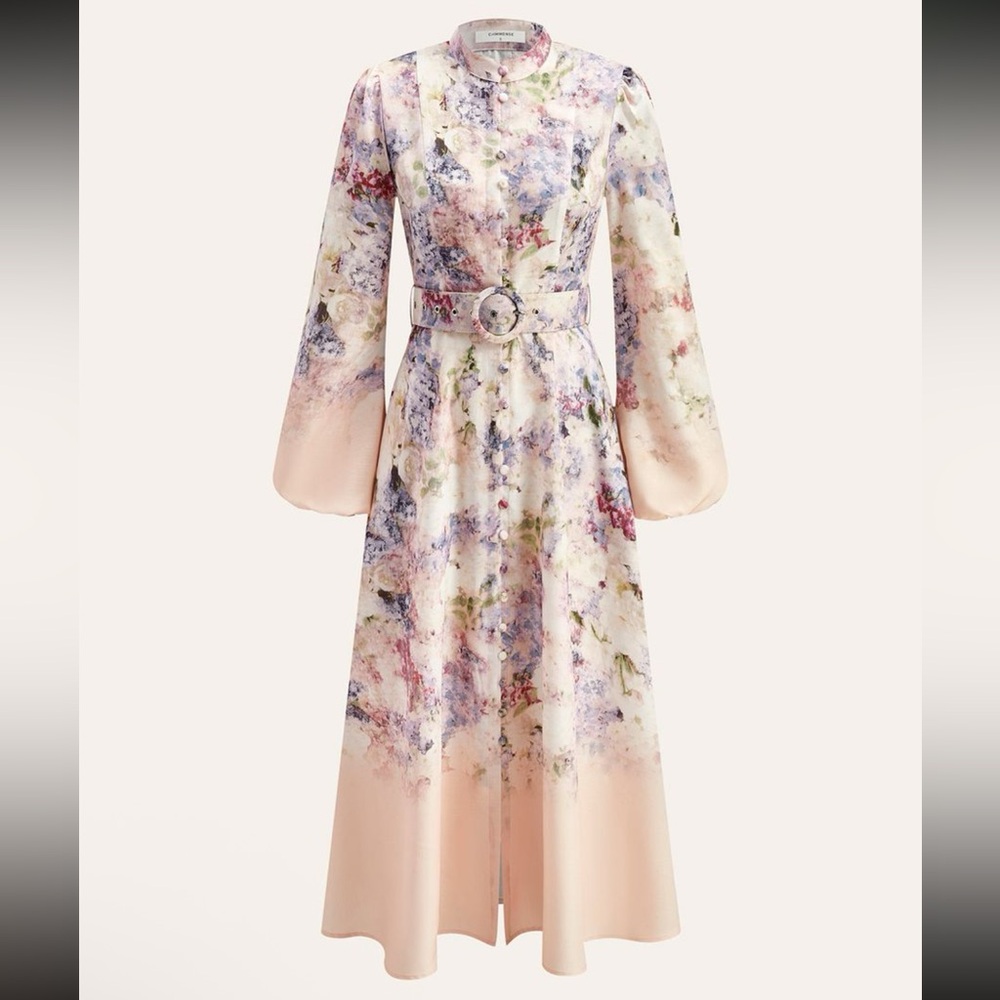 Commense Pastel Floral Long Sleeve Dress